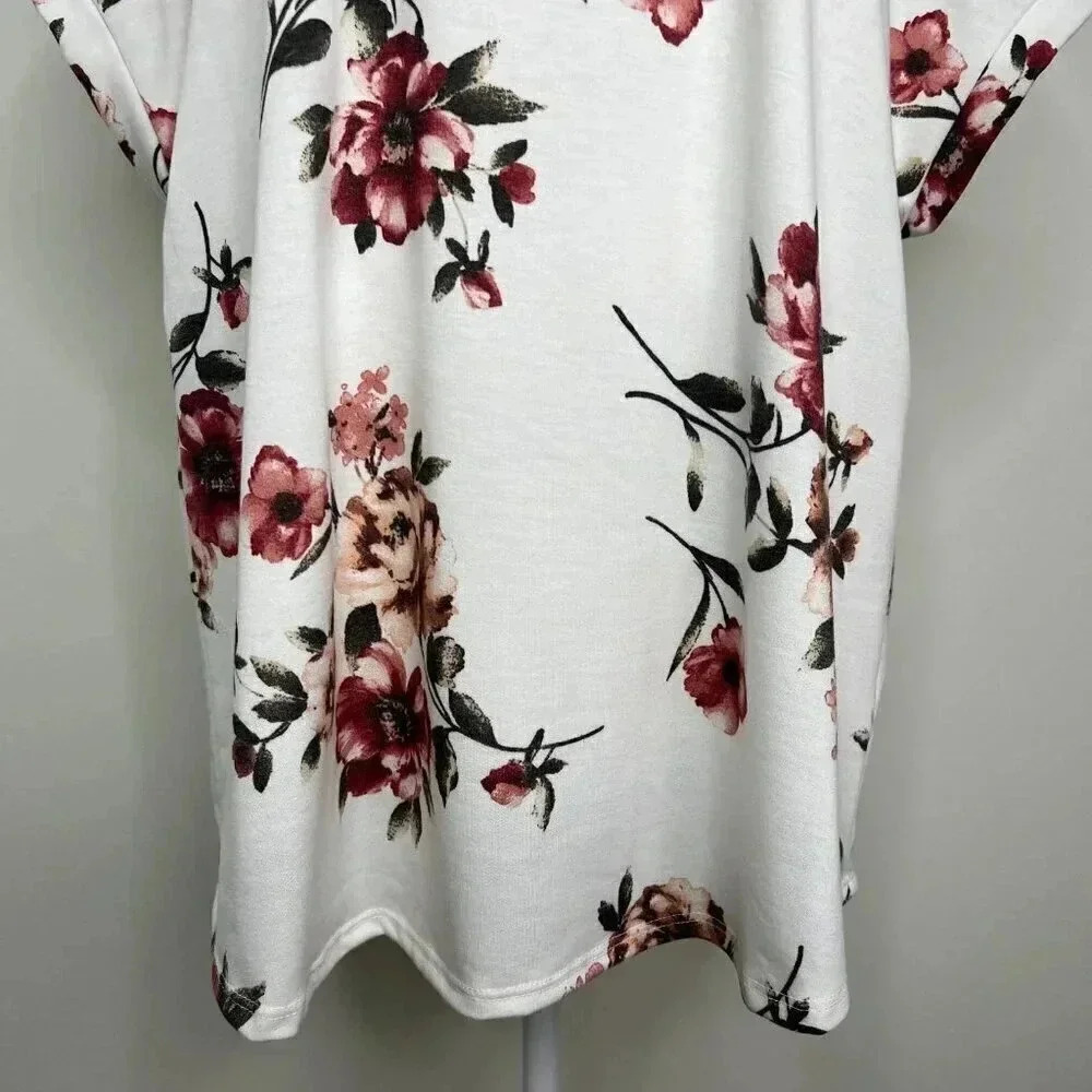 NWT Green Envelope Los Angeles Floral White & Shades Of Pink Blouse Plus 1X - Picture 5 of 7